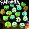 8PCS Spooky Halloween Luminous Pumpkin Ghost Mini Glow In The Dark Resin Craft Statues Vivid Color Home Party Display Kids
