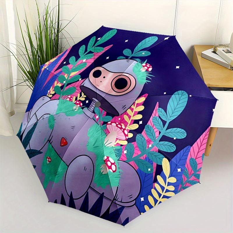 1pc Robot Garden Automatic Open/Close Umbrella, Portable Folding Umbrella for Travel, Themed Events, It is suitable as a gift for various festivals, O