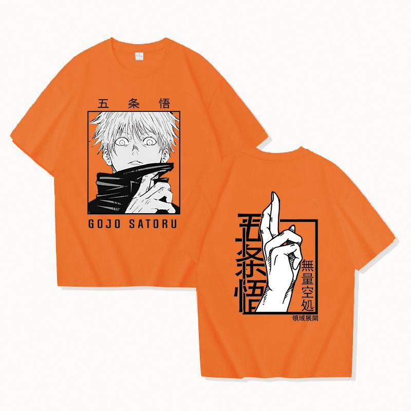 Japanese Anime Punk Gojo Satoru Printed Loose T-shirt Harajuku Casual Y2k Streetwear Tops
