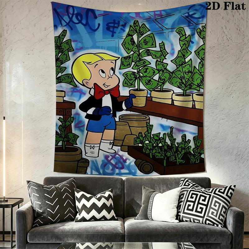 Richie Rich Comic Scene Pattern Home Decor Tapestry, Wall Hanging, Decorative RV Wall Cloth.NGT0928143