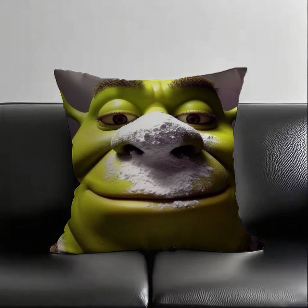 1pc Cute Funny S-Shrek Pillow Case Fashion Square Pillowcase Bedroom Sofa Room Ins Decoration Leisure