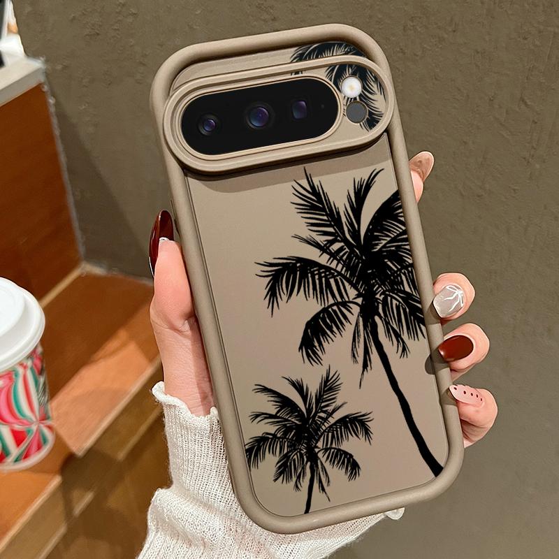 For Google Pixel 9 Pro XL 8A 8 7 Pro 7A Phone Case Shell Coconut Tree Print Matte Shockproof TPU Soft Anti-Fall Lens Protection Bumper Cover