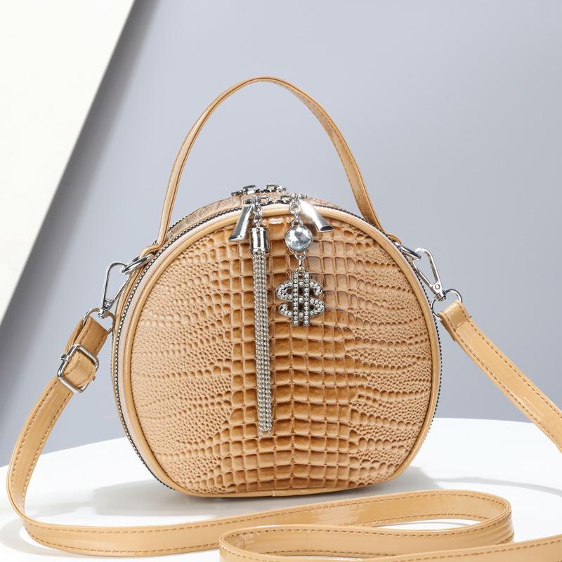 New Popular Bright Leather Small Round Bag Fashion Versatile Round Women's Handbag High Quality One Shoulder Crossbody Bag