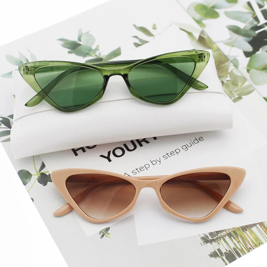 Retro Cat Eye Solbriller UV400 Shades Vintage Små Trekant Solbriller Hip Hop Briller Kvinner Kvinnelige Trendy Briller