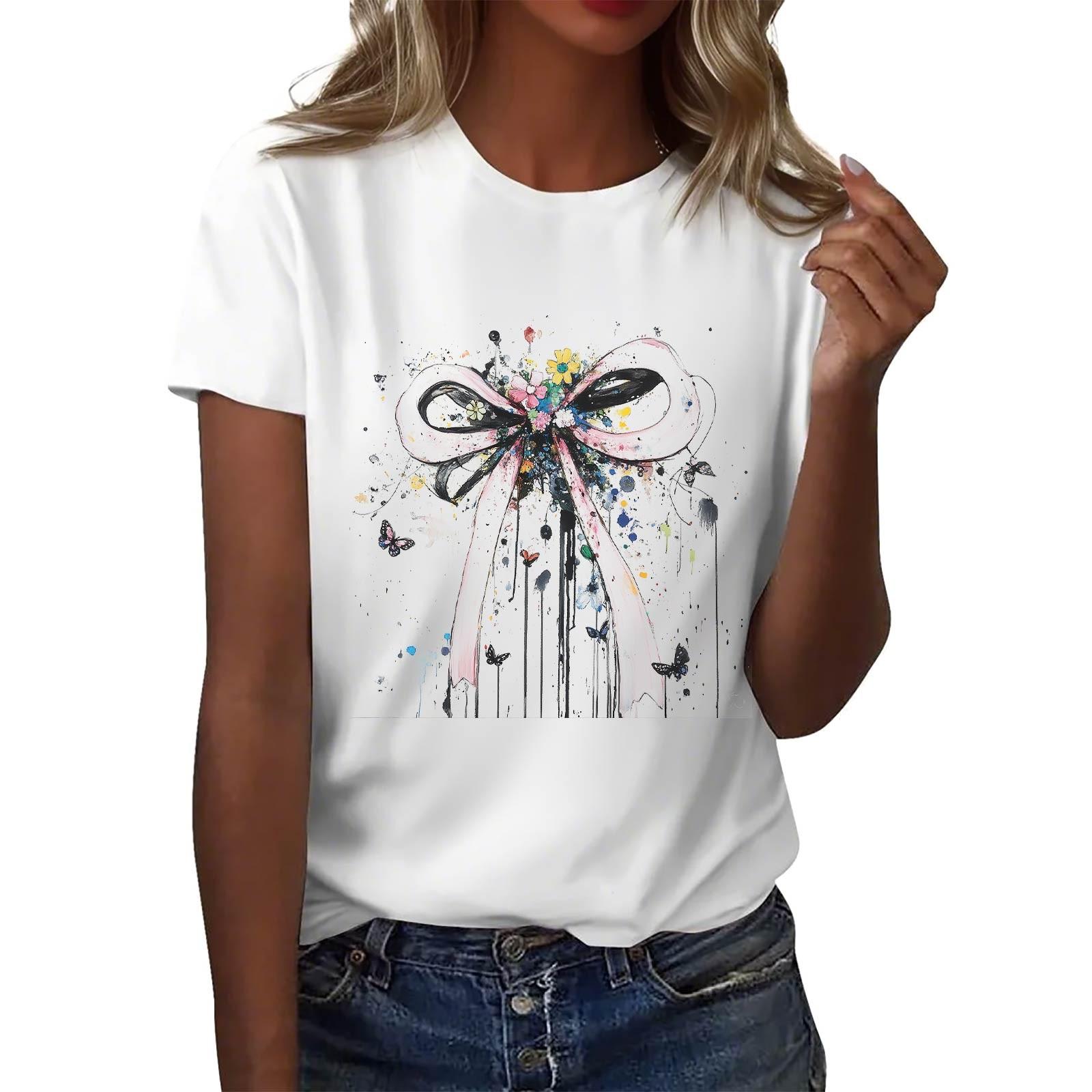 

Женская повседневная футболка с круглым вырезом и короткими рукавами с принтом XXXXXL розовый