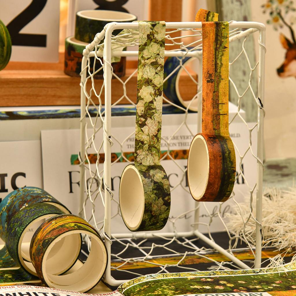 Songdao Washi Tape Sternen-Set Gold- und Silberfolie Ölgemälde Abdeckband Van Night Perfekt für und Geschenkverpackung x 2m Himmel, 25-Rollen-Band, Gogh-Stil