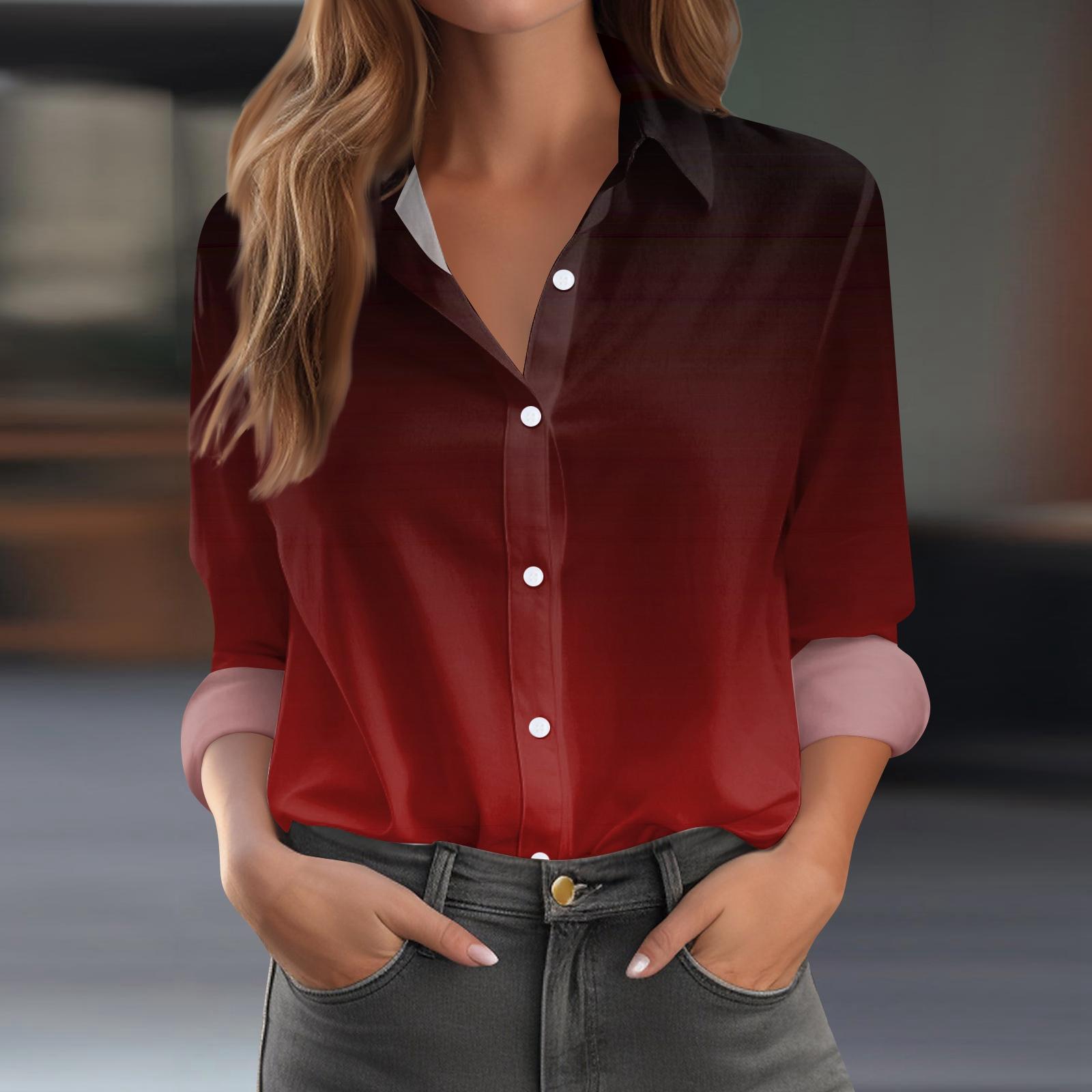 

Women s Shirt Blouse Print Button Long Sleeve Casual Basic Shirt Collar Regular Top XXXXXL