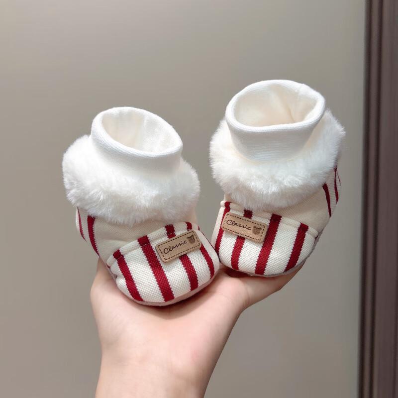 

Infant Soft Sole Cotton Shoes with Socks, Plus Velvet, for 0-12 Months - Ideal for Autumn and Winter Toddler Walking S - Inner Length 10cm (0-6 months)