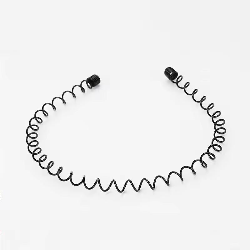Unisex Black Elastic Non Slip Simple Metal Headbands For Men Women Wavy Hairband Spring Hair Hoop Fashion Hair Accessories