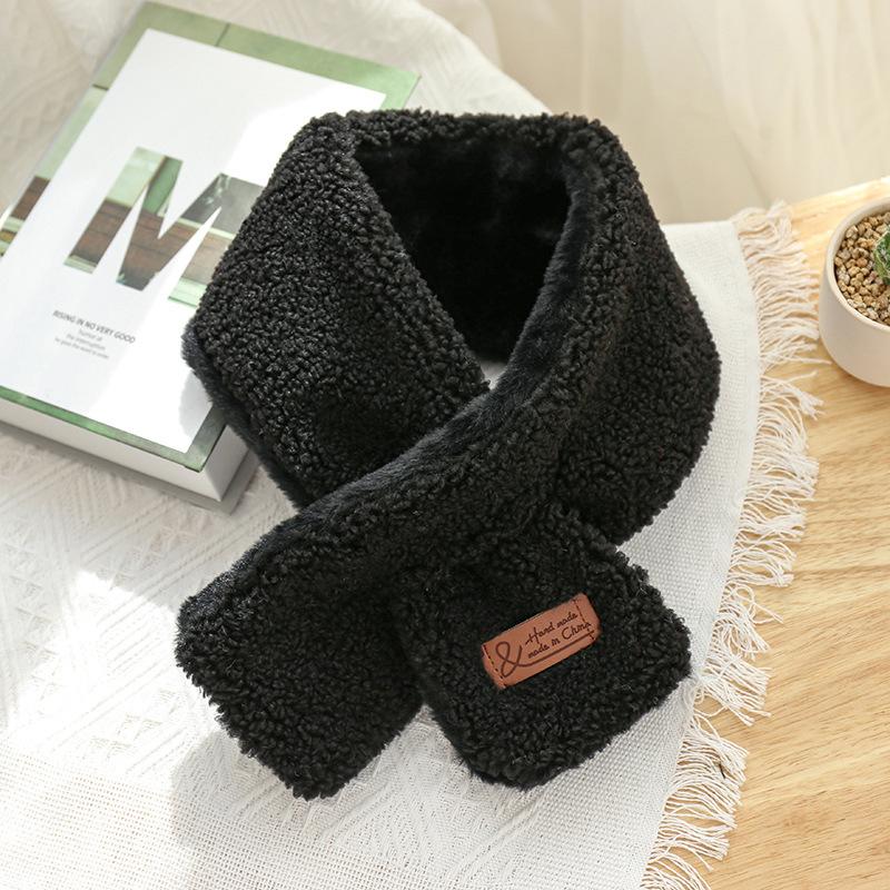 Autumn and winter imitation Rex rabbit hair cross scarf women's fashion versatile double-sided warm lamb wool scarf neck cover