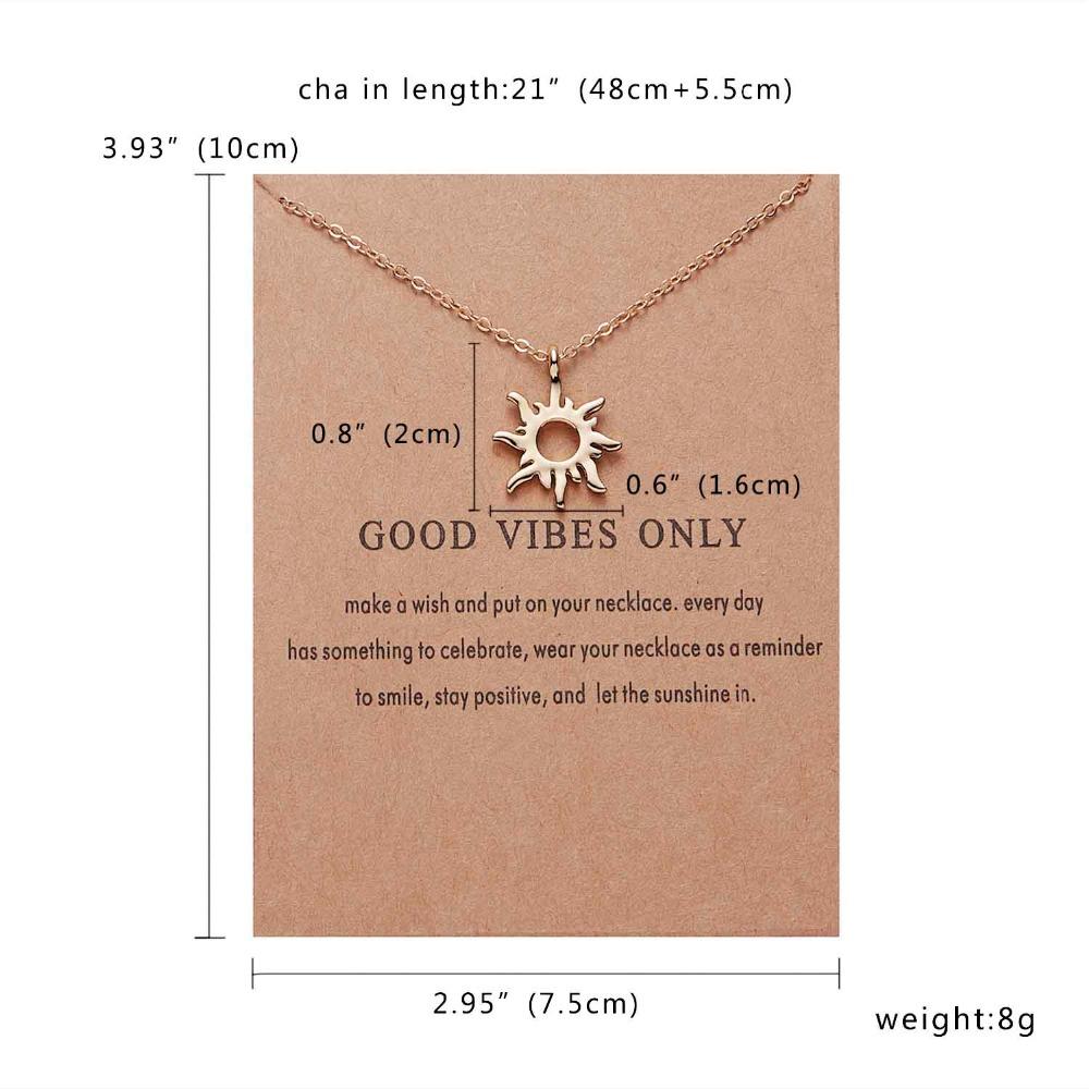 Rinhoo Fashion Sun Necklaces & Pendants Gold Color Alloy Pendant Necklace Wish Card Jewelry For Women Jewelry Birthday Gift