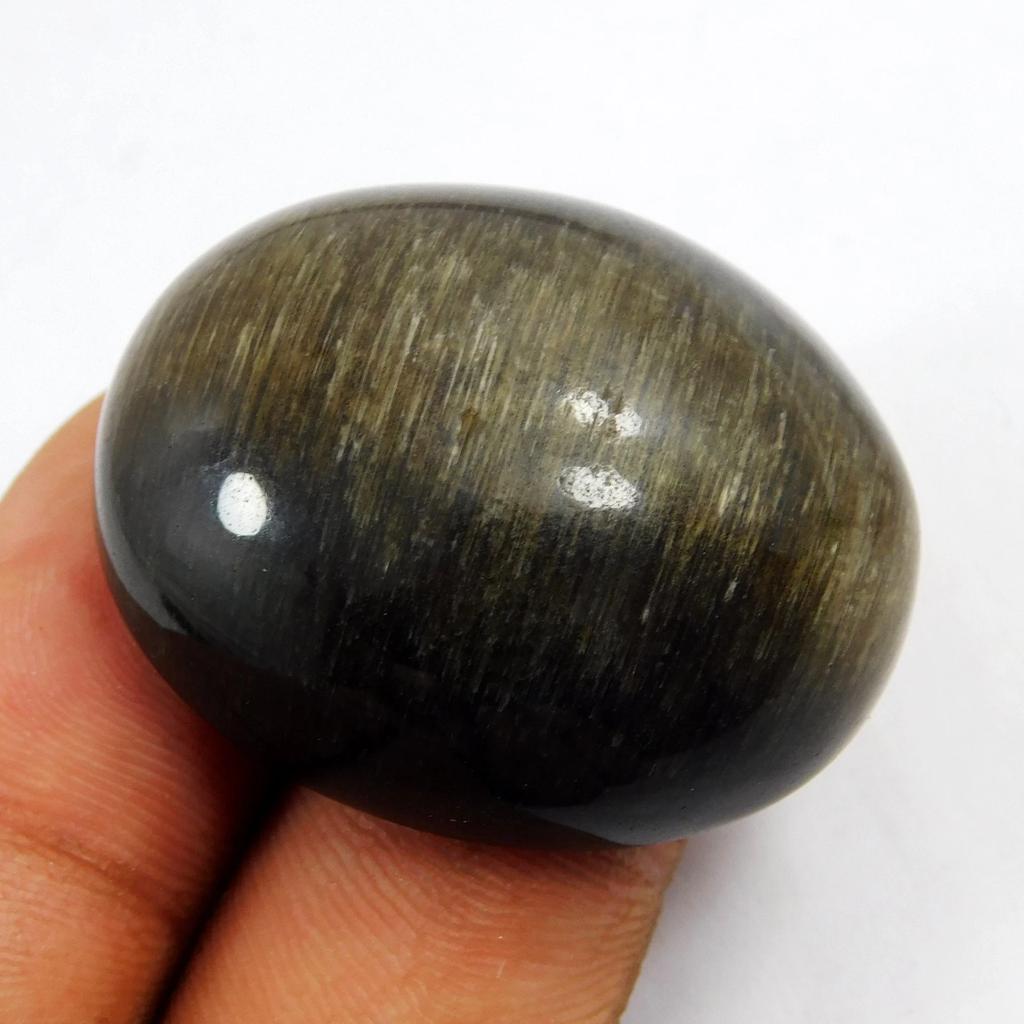 91.60 Ct Natural Chrysoberyl Black Cats Eye Oval Cabochon Loose Gemstone