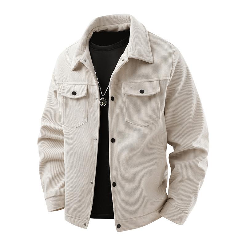 Spring and Autumn Corduroy Men's Turn-Down Collar Trendy Jacket Casual Loose Trendy Youth Windproof Jacket
