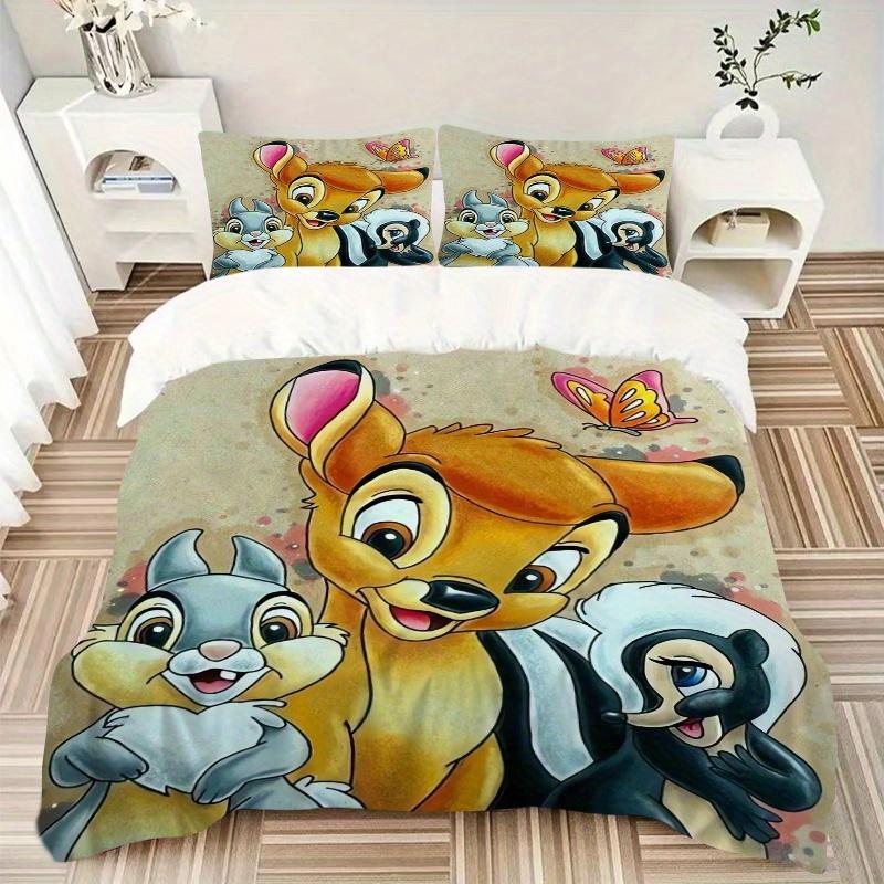 3pcs Bambi Thumper & Miss Bunny Bedding Set Includes Quilt Cover and Pillowcases, Suitable for All Seasons S006