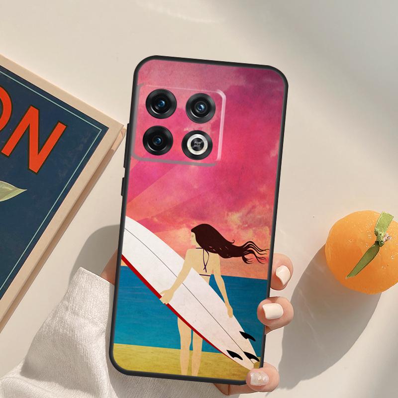 HAWAII BEACH SURF GIRL SURFING ART Case For OnePlus 12R 13R 13T 10R 15 13 12 11 10T 8T Nord CE 4 3 2 Lite N20 N30 Nord 5 Cover