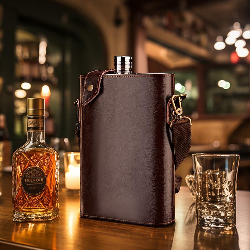 Snekh 316 Stainless Steel Genuine Leather Hip Flask