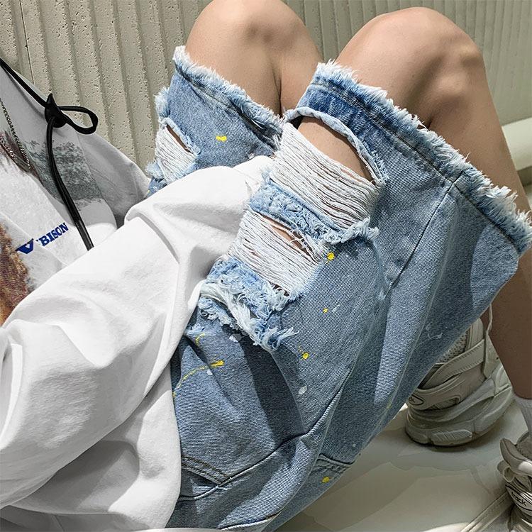 Prané Trhané Džínové Šortky Pánské Letní Značka Tide Americký Ruffian Pohledné Ležérní Kalhoty