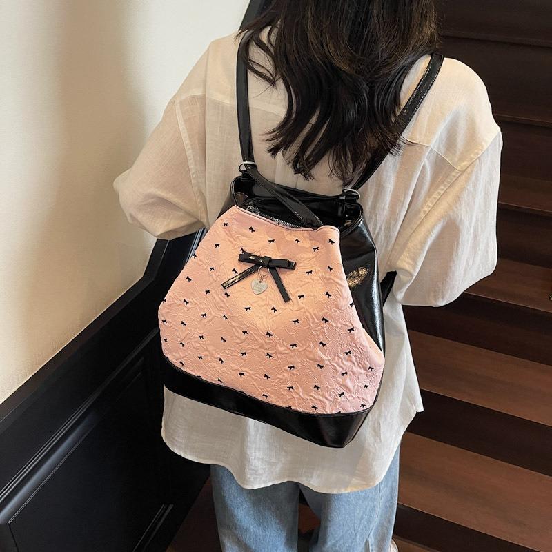 Sweet bow single shoulder tote bag women's summer new fashionable large-capacity backpack