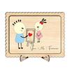 Wooden Couple Table Sign with Stand Farmhouse Rustic Cartoon Couple Ornament Valentine's Day Anniversary Wedding Party Decoration