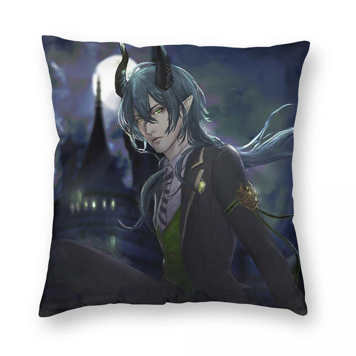 Маллеус Дракония Twisted Wonderland Квадратная наволочка Полиэстер Лен Бархат Принт Молния Декоративная Наволочка для диванной подушки 12x12Inch