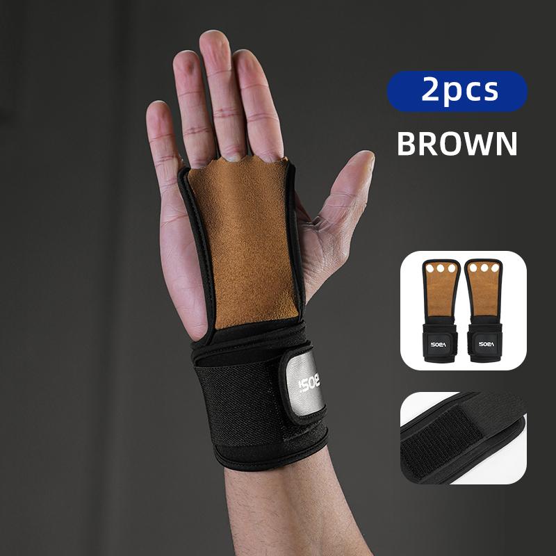 Vbosi 3304 Professional 3-Layer Cowhide Palm Guards for Sports CrossFit Weightlifting Gym Cycling Breathable Adjustable Wrist