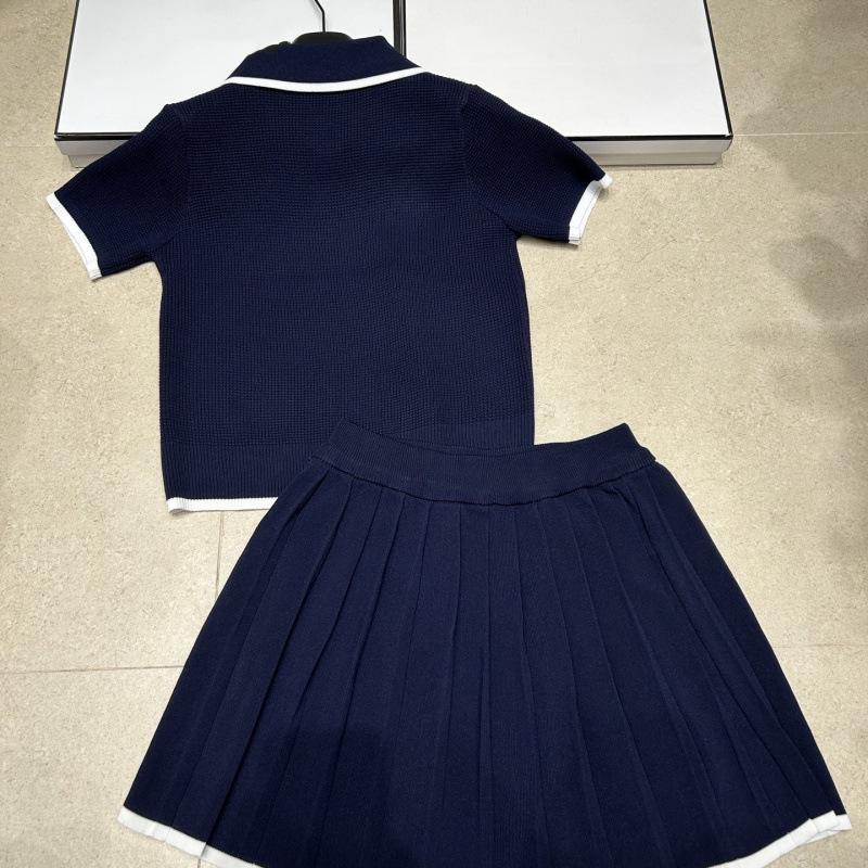 Polka Dot Silk Scarf & Embroidered Knitwear Skirt Set - Summer 2026