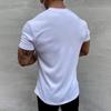 Men Sports T-shirt O Neck Short Sleeve Slim Fit Solid Color Elastic Quick-drying Soft