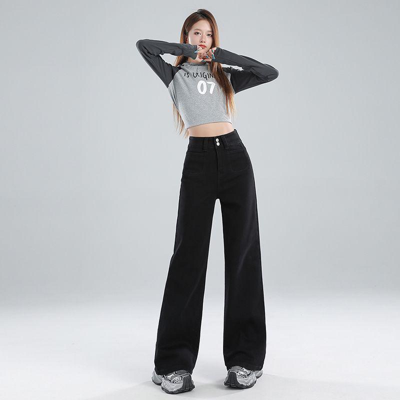 

Женские широкие плюшевые джинсы с высокой талией на осень/зиму Small