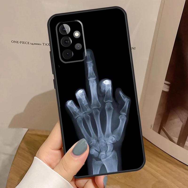 Skeleton Middle Finger Case For Samsung Galaxy A56 A36 A16 A06 A13 A33 A53 A52 A32 A12 A54 A34 A14 A35 A55 A17 A15