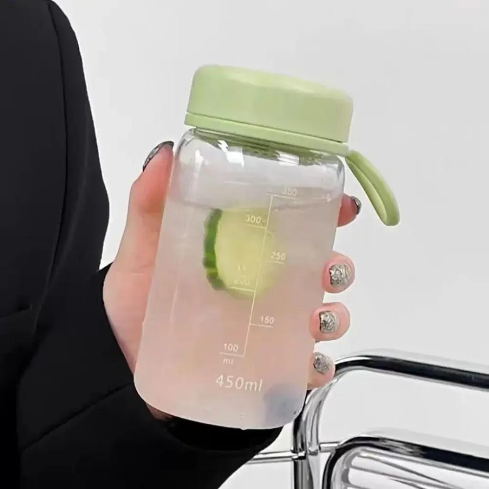 450ml Transparent Plastic Cup Transparent Lifting Rope Milk Water Bottles Fall Prevention Leakproof Drinking Water Bottle