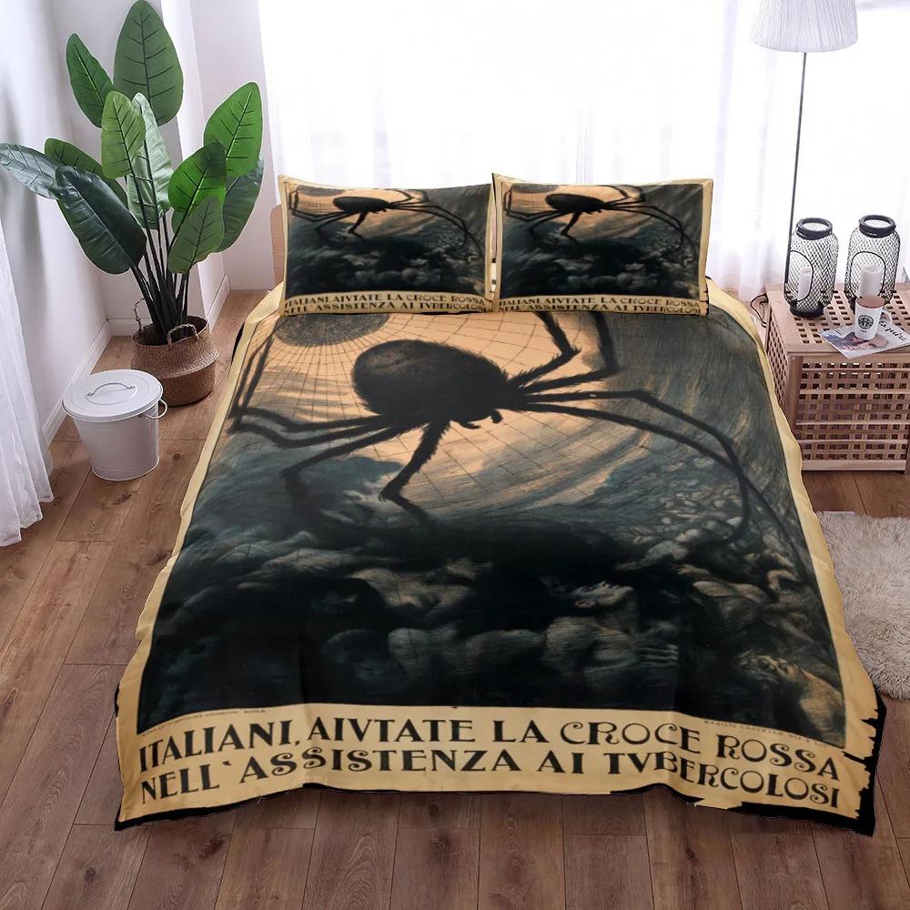 

3D Brown Big Spider Duvet Cover Set King Queen Double Full Twin Single Size Duvet Cover Pillow Case Bed Linen Set EU single(135x200cm)