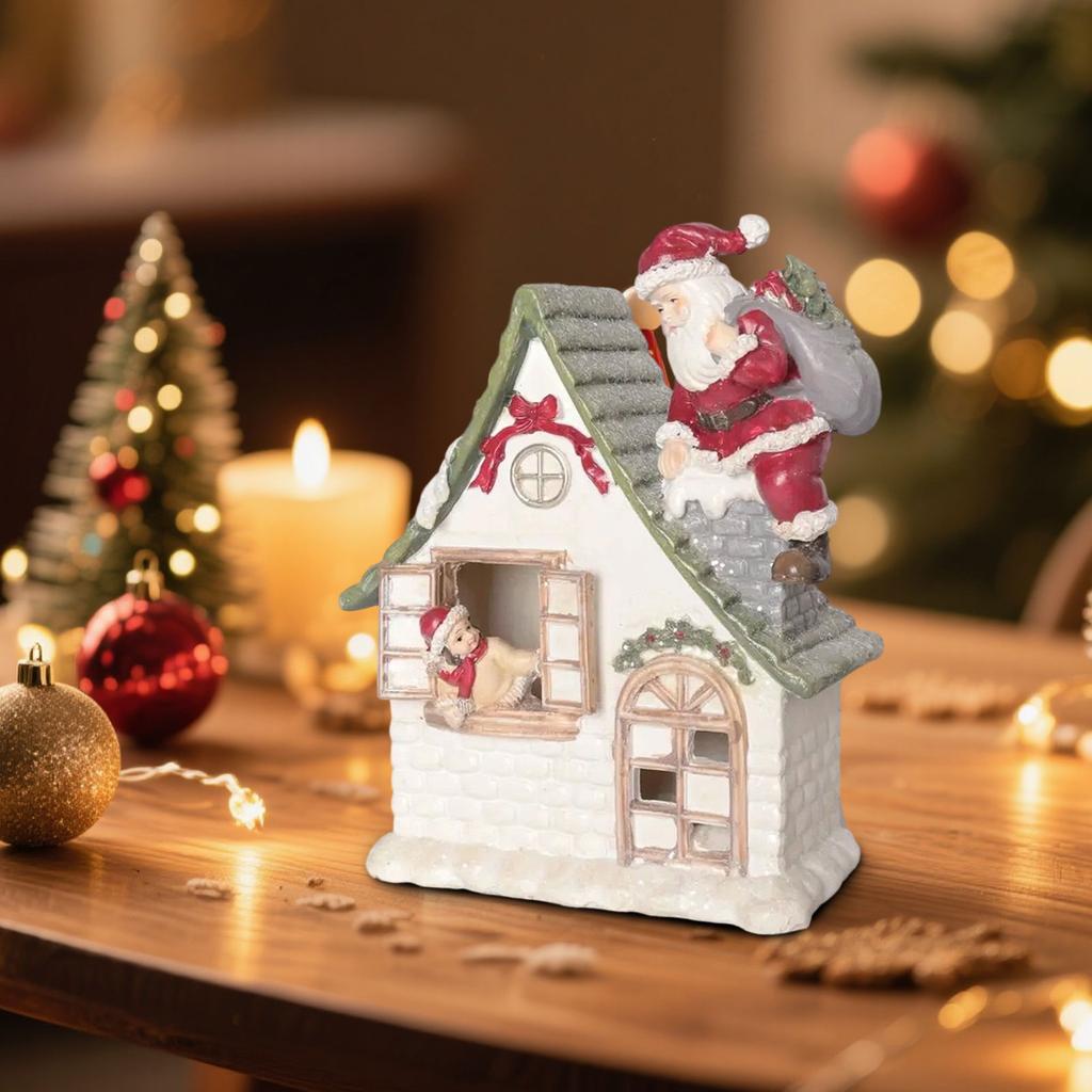 Christmas House Statue Desktop Centerpiece Statue Christmas Decoration Ornaments