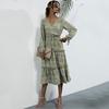 YYFS Women's Vintage Floral Print Long Sleeve V-Neck Casual Dresses