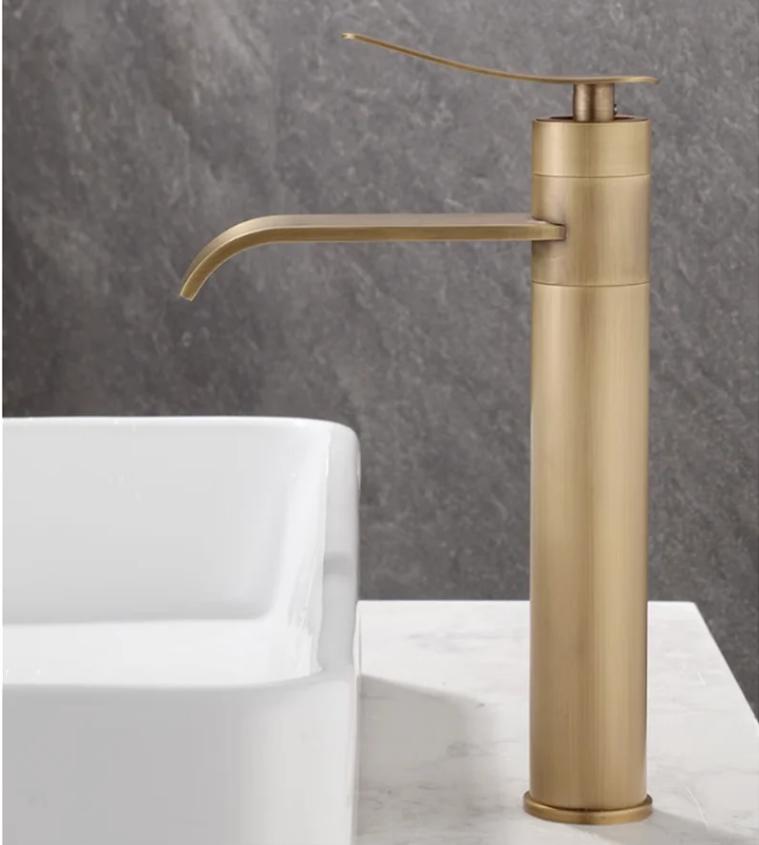 Tuqiu Roségold Badewannen-Duschset Heiß und Kalt Gold Badezimmer Duscharmatur Grau Badezimmer Wasserfall Bad- und Duscharmatur Messing