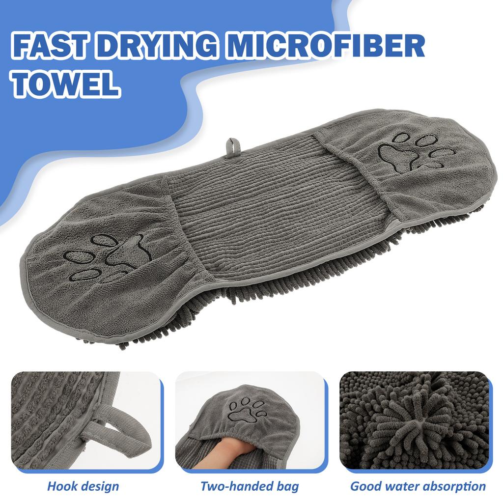Dog Fast Dry Towel Absorbent Soft Pet Bath Towel Quick-drying With Hand Pockets Lightweight Cat Pet Bath Supplies