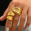 Wind Ladies Ring Set 18k Electroplating Leaf Design Opening Adjustment Ring Versatile Jewelry Women