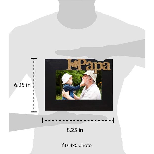 Isaac Jacobs Black Wood Sentiments “I Love Papa” / I Heart Papa Picture Frame, 4x6 Inch, Photo Gift for Papa, Grandpa, Family, Display On