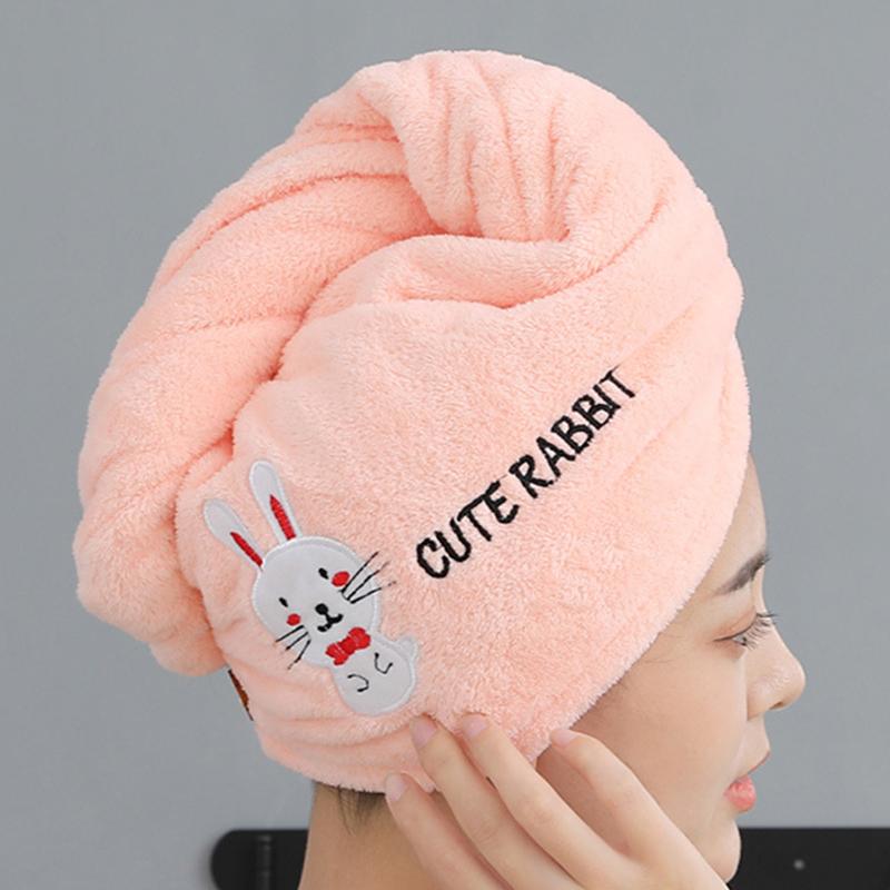 Magic Shower Hat Made of Microfiber, Double-layer Embroidery Towel, Bath Caps, A Hat for Dry Hair, A Quick -drying Soft Hat for A Lady, A Turban