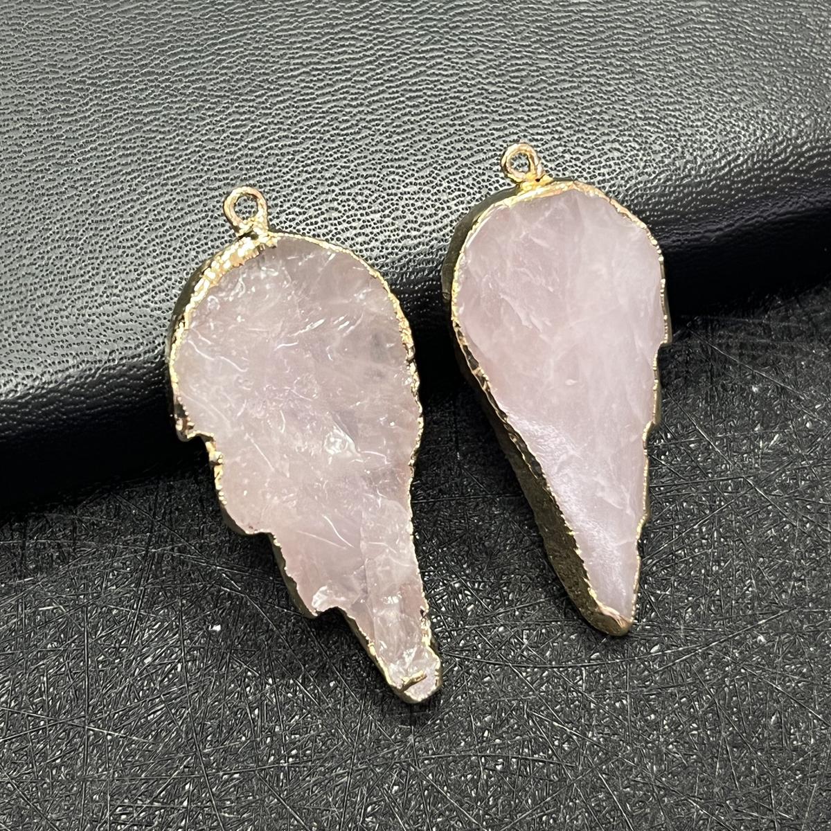 

2 шт., Подвеска-кристалл для исцеления ауры, Крылатые натуральные шармы из розового кварца ручной работы для изготовления ювелирных изделий, Аксессуары для DIY-ожерелья, Унисекс-подарки 12×22 мм 2Pcs/12x22mm розовый