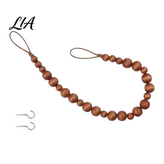 Decorative Curtain Accessories Boho Beaded Tieback, Modern Holder with Adhesive Hook, Room Decor Accents No Drilling Required, Drapery Holdback