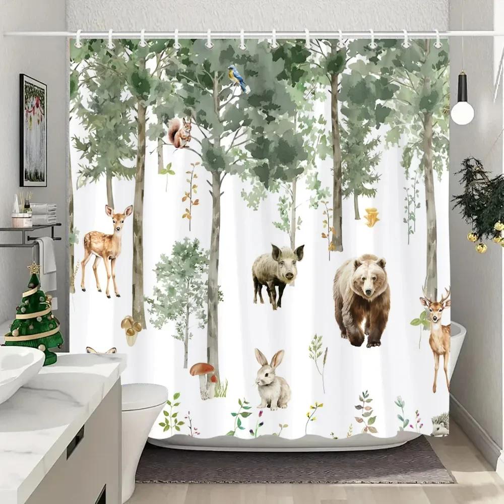 Farm Animals Highland Cattle Shower Curtain Rustic Rustic Farmhouse Plank Vintage Style Washable Shower Curtains Bathroom Decor