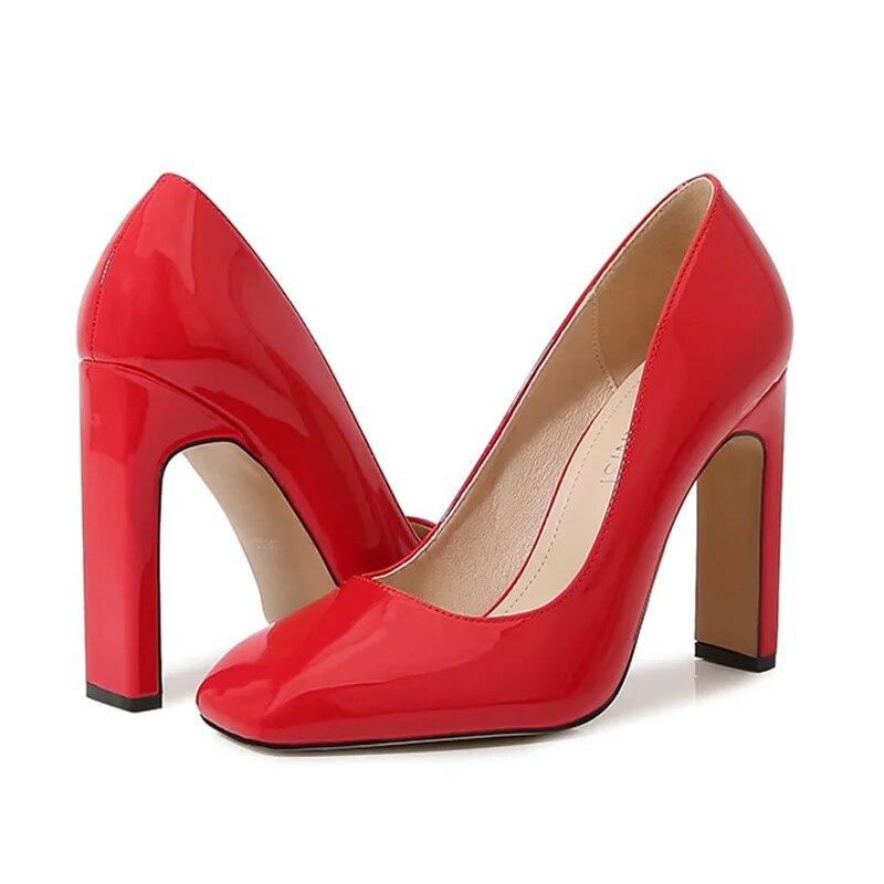 Dámská pracovní obuv Vysoký podpatek Kancelářské módní Svatební svatební boty z lakované kůže 7,5 cm podpatek WZ
