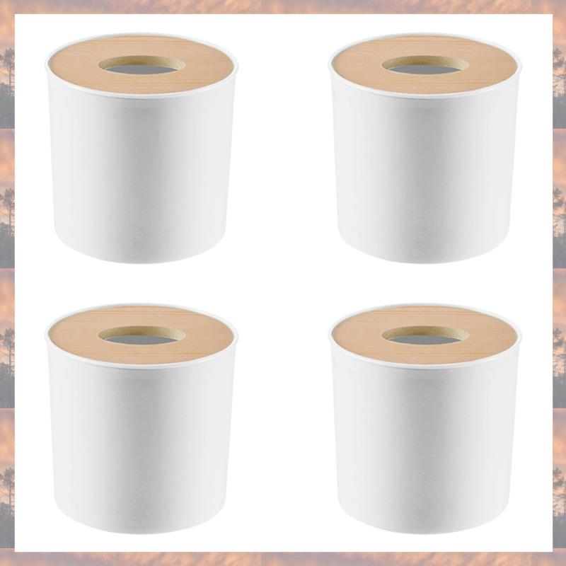 2025 Trend 4X Wooden Cover Round Roll Paper Tissue Tube Household Removable Mini Wooden Tissue Box
