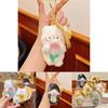 Garden Cat Plush Keychain With Straw Hat And Flower Holding Design For Cute Gift And Accessories