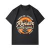 Men's 100% Cotton Crew Neck Short Sleeve T-Shirt, Vintage Gas Station Auto Repair Engine Service Graphic Print Casual Comfortable Tee Top for Daily We