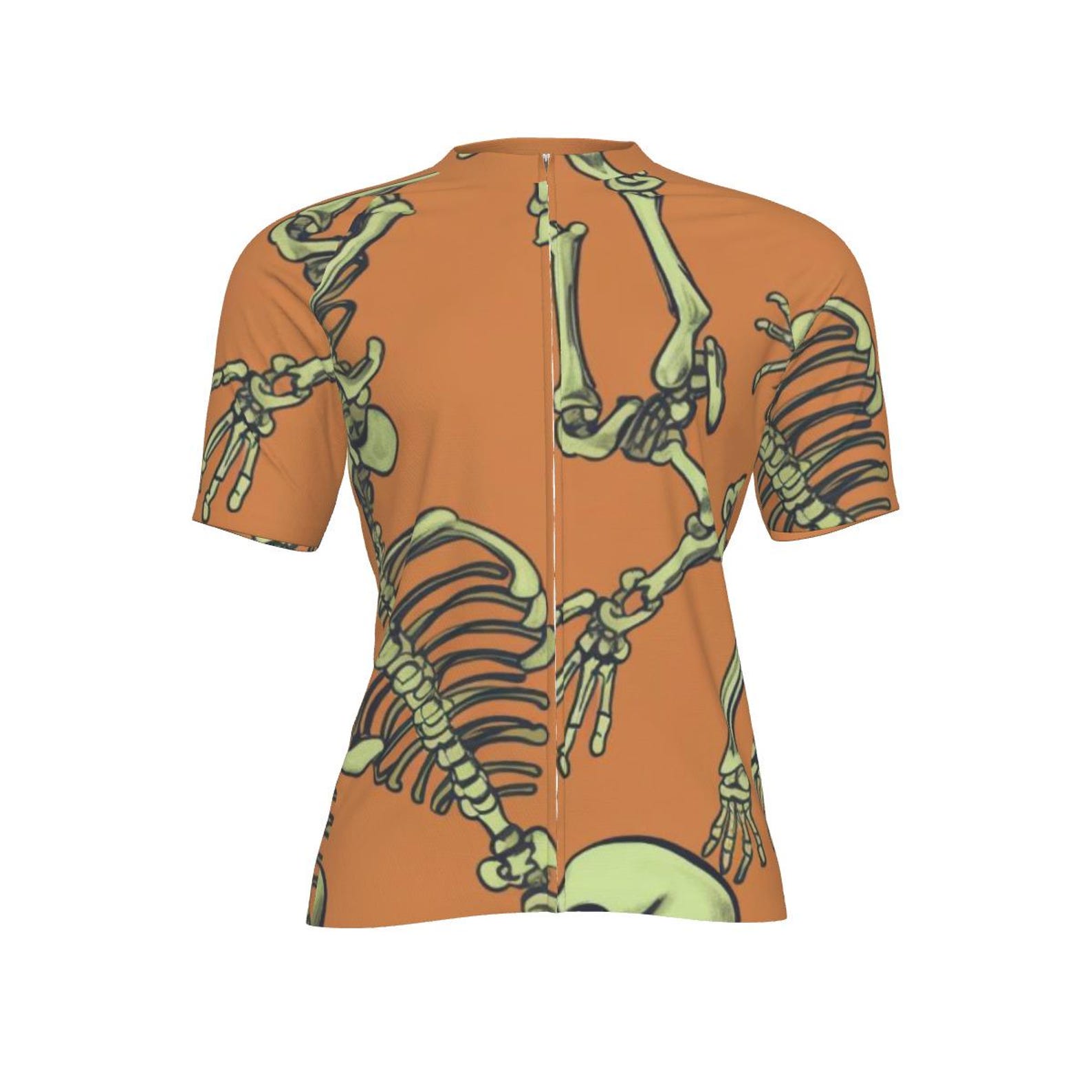 Skeleton Cycling Jersey: Halloween Bike Shirt, Unisex Fitted Design XL
