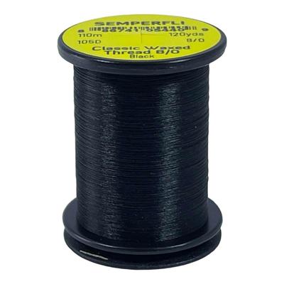 Semperfli Classic Waxed Thread CWT 8/0 120 Yards (110m) Black - High-Strength Fly Tying Thread