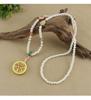 Retro Five Blessings Imitation Pearl Necklace with Cloisonné Pendant - Chinese Style Long Beaded Accessory