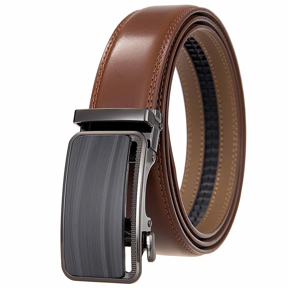 1Pcs Fashion Versatile Business Men'S Belt, Cowhide Belt Automatic Buckle Men'S Belt Ly36-35576-1