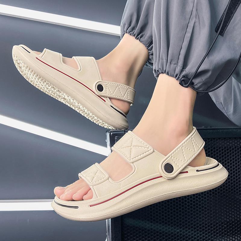 Men s Open-Toe EVA Sandals - Soft Sole, Non-slip, Wear-resistant, Thick Sole Beach Flip-flops 36-37 бежевый